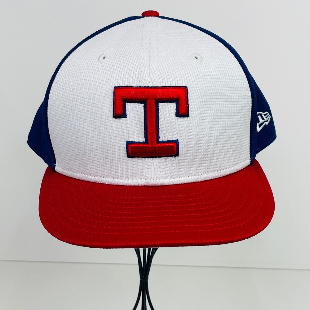 Texas Rangers New Era Hat Mens 8 59FIFTY Blue White Red MLB Baseball Authentic